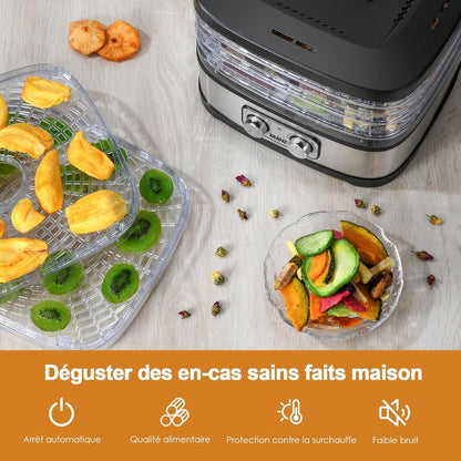 Déshydrateur Alimentaire, 5 Plateaux Réglables en Hauteur