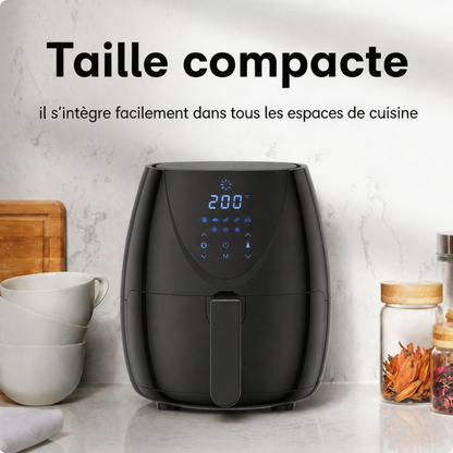 AIR FRYER-YASHE- Friteuse sans Huile 4.5L - 2500W Turbo - Tactile LED 6 Modes - Noir