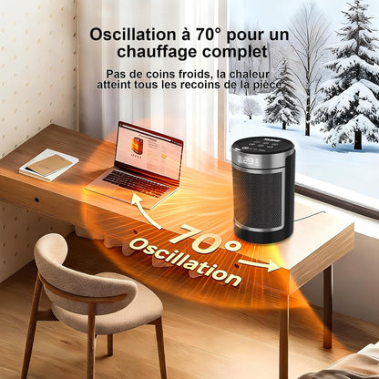 Chauffage d'appoint électrique, Céramique PTC 1500W Radiateur Soufflant, Télécommande