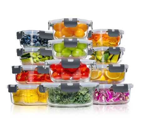 Lot de 12 Lunch Box Verre Réutilisables, Sans BPA