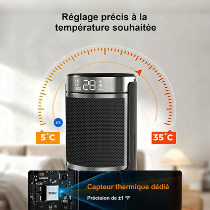 Chauffage d'appoint électrique, Céramique PTC 1500W Radiateur Soufflant, Télécommande