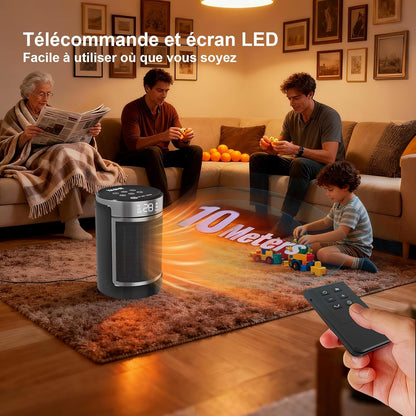 Chauffage d'appoint électrique, Céramique PTC 1500W Radiateur Soufflant, Télécommande