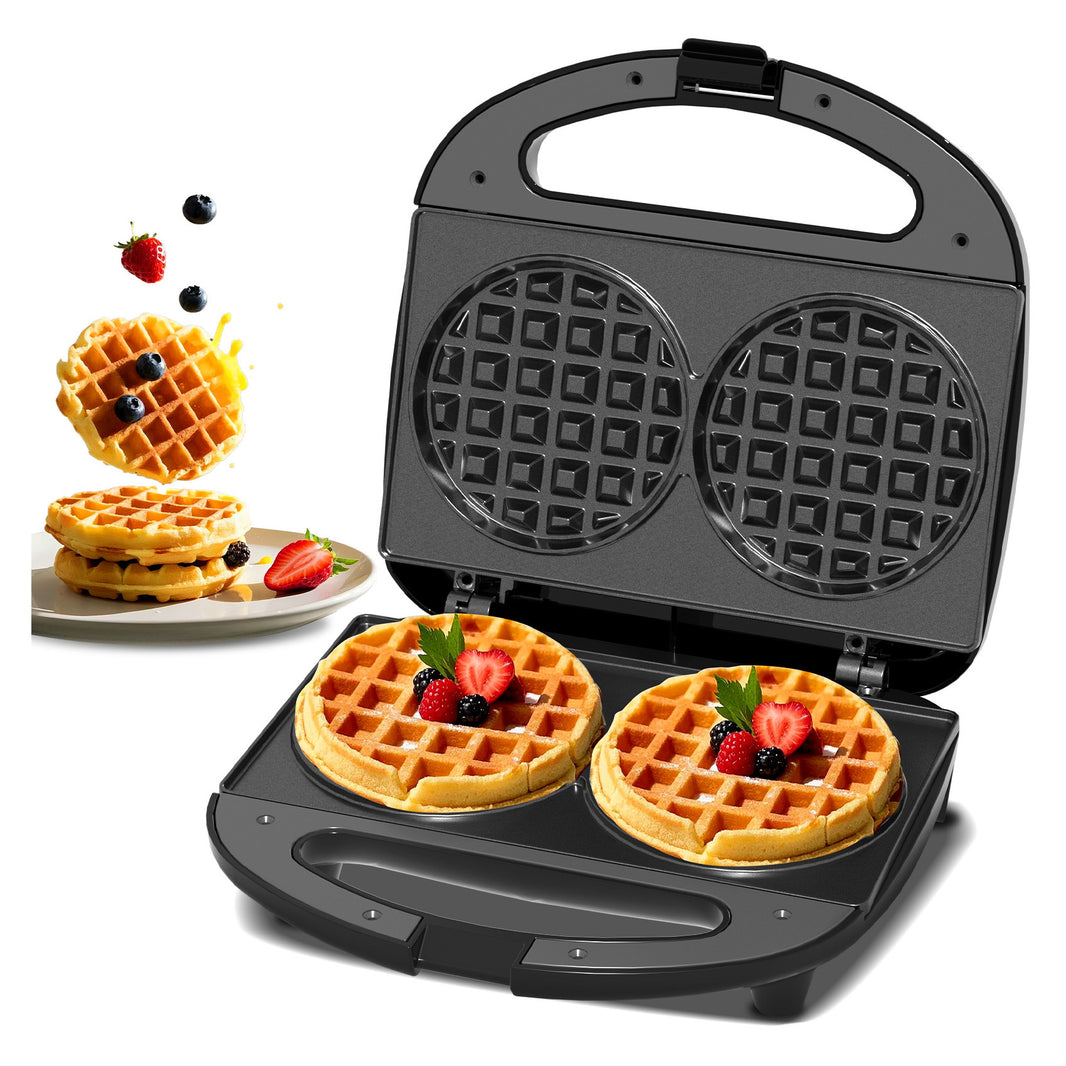 Mini Gaufrier Double, Machine à Gaufres Antiadhésive