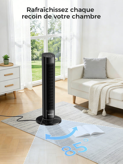 Ventilateur Tour Oscillant 78cm Turbo - 3 Vitesses & Modes - Minuterie 12H - Télécommande