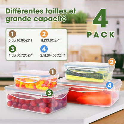Boîte Alimentaire Set, 12 Pièces Boîtes Alimentaires Plastique Réutilisables avec Couvercles Hermétiques