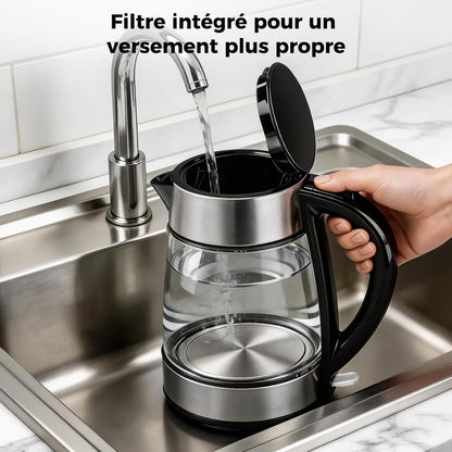 Bouilloire Électrique en Verre 1,7L, 2200W Ébullition Rapide avec LED Bleue
