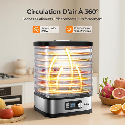 Deshydrateur Alimentaire 8 Plateaux, 72H Temps & Température