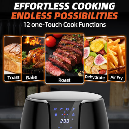 Friggitrice ad aria da 3,5L, 1500W, friggitrice ad aria con 12 programmi, 80°C-200°C, rivestimento antiaderente, timer