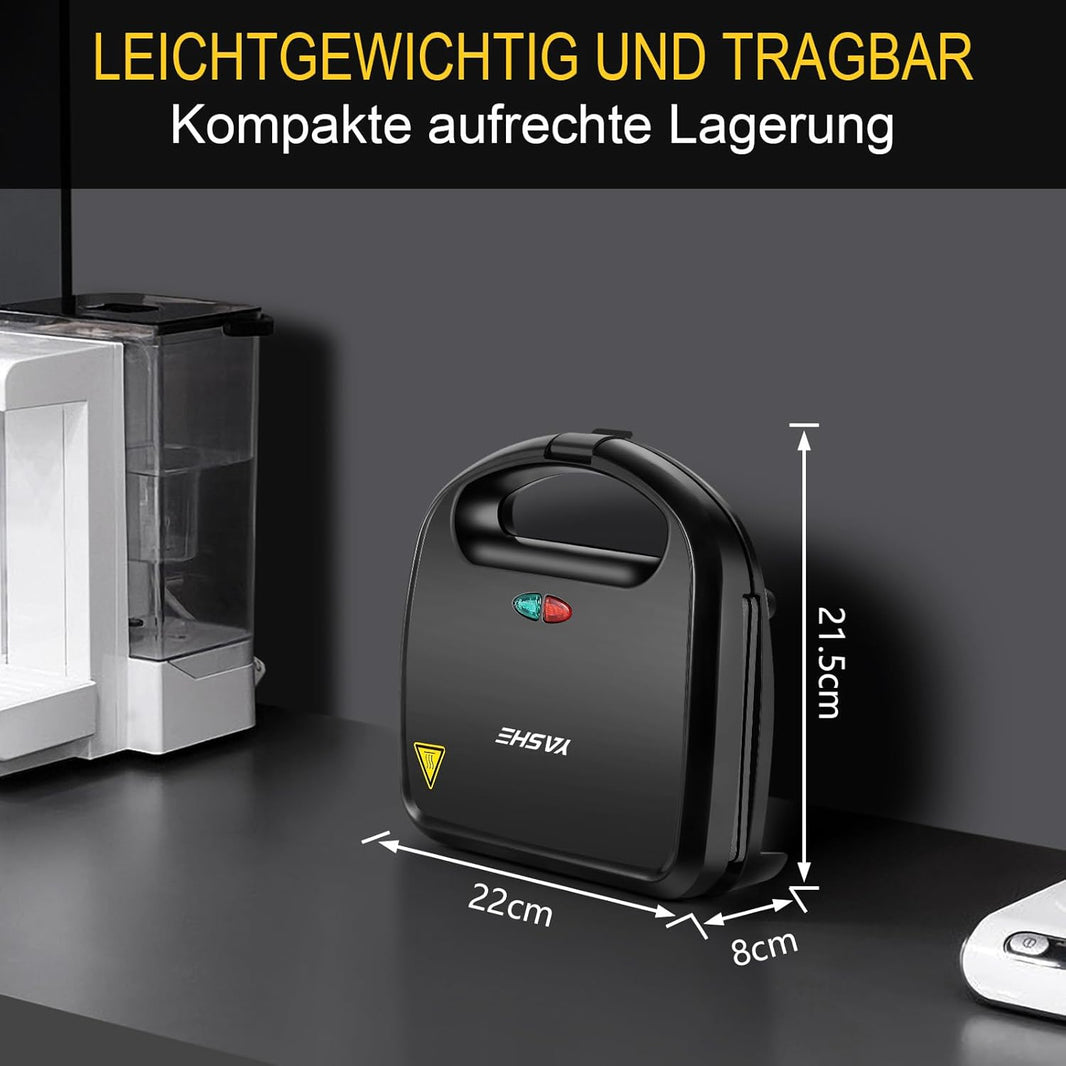 Appareil à croque-monsieur pour 2 croque-monsieur 750 W avec revêtement anti-adhésif