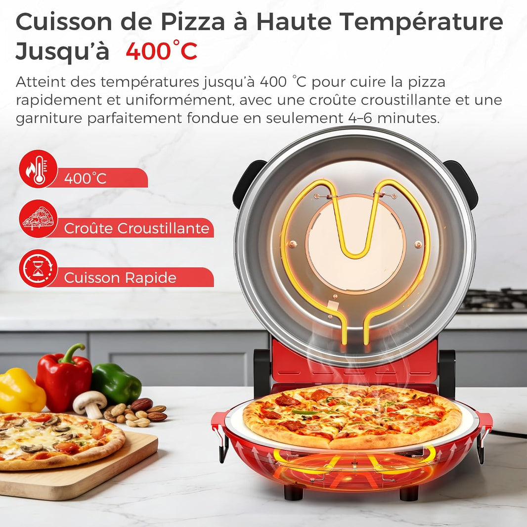 Four à pizza électrique pour plan de travail avec pierre à pizza