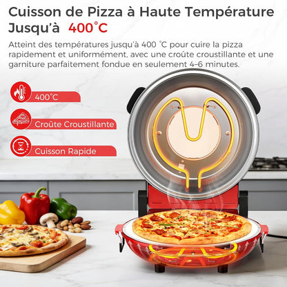 Four à pizza électrique pour plan de travail avec pierre à pizza