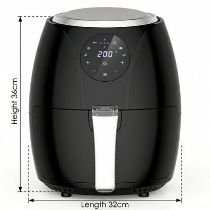 Friggitrice ad aria 3,5 L, 1500 W, Friggitrice ad aria con 6 programmi, 80°C-200°C, Rivestimento antiaderente, Timer