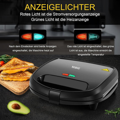 Appareil à croque-monsieur pour 2 croque-monsieur 750 W avec revêtement anti-adhésif