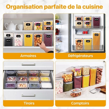 16 Boîtes Alimentaires en Plastique Sans BPA avec Couvercles