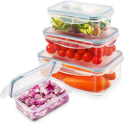 Boîte Alimentaire Set, 4 Pièces Boîtes Alimentaires Plastique Réutilisables avec Couvercles Hermétiques