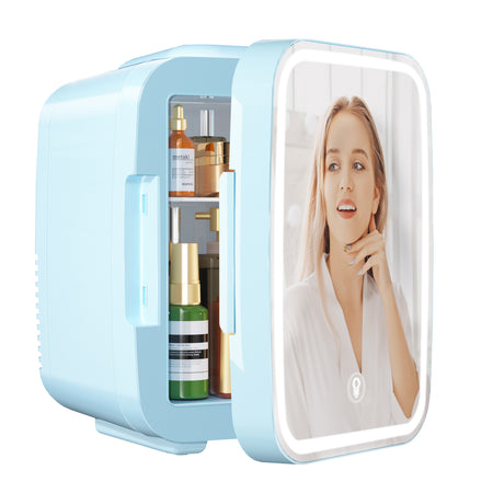 Petit Frigo de 4L Portable, Frigo Skincare avec Miroir LED