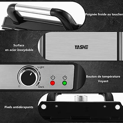 Grille Électrique à Viande, 4 Tranches de Grill Panini avec Plaques Revêtues Antiadhésives