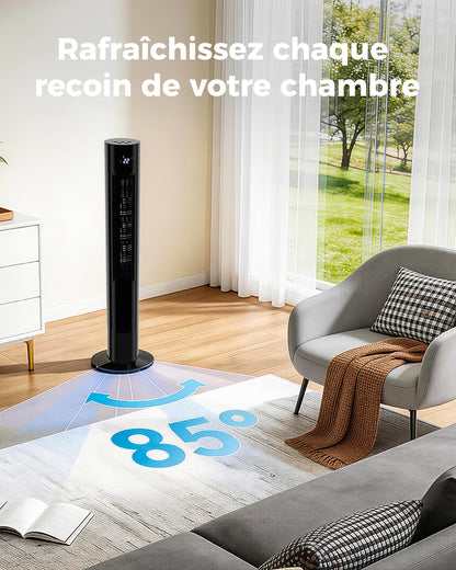 Ventilateur tour numérique, 3 vitesses, 3 modes -oscillation-minuterie-télécommande