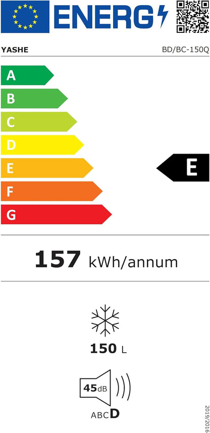 Congélateur coffre 150L, pose libre, Noir | 2 paniers amovibles, 6 niveaux de température, faible consommation d'énergie et fonctionnement silencieux de 45 dB