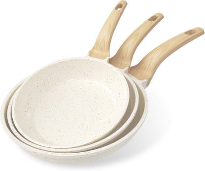 Ensemble de poêles antiadhésives, 3 pièces – Poêles en granit de 20/24/28 cm,sans PFOA