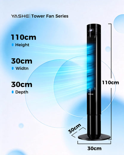 Ventilateur tour numérique, 3 vitesses, 3 modes -oscillation-minuterie-télécommande