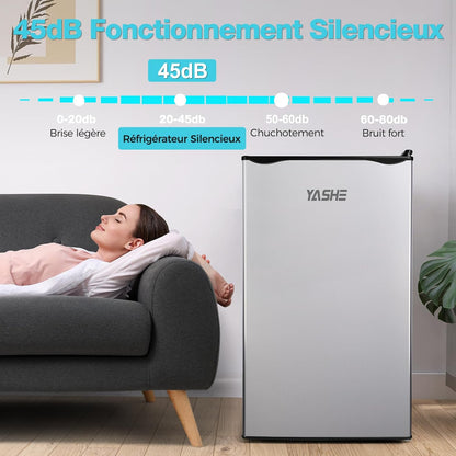 92L Small Fridge with Freezer, Integrated Compact Bottle Holder