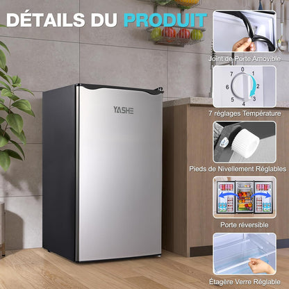 92L Small Fridge with Freezer, Integrated Compact Bottle Holder