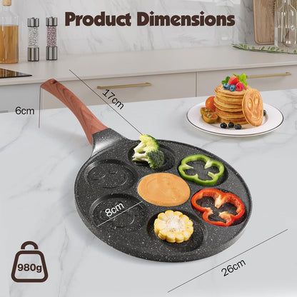 Piastra per Pancake a Forma di Sorriso, Padella per Crepes Antiaderente a 7 Fori
