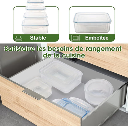 Set di Contenitori per Alimenti, 16 Pezzi (8 contenitori, 8 coperchi)