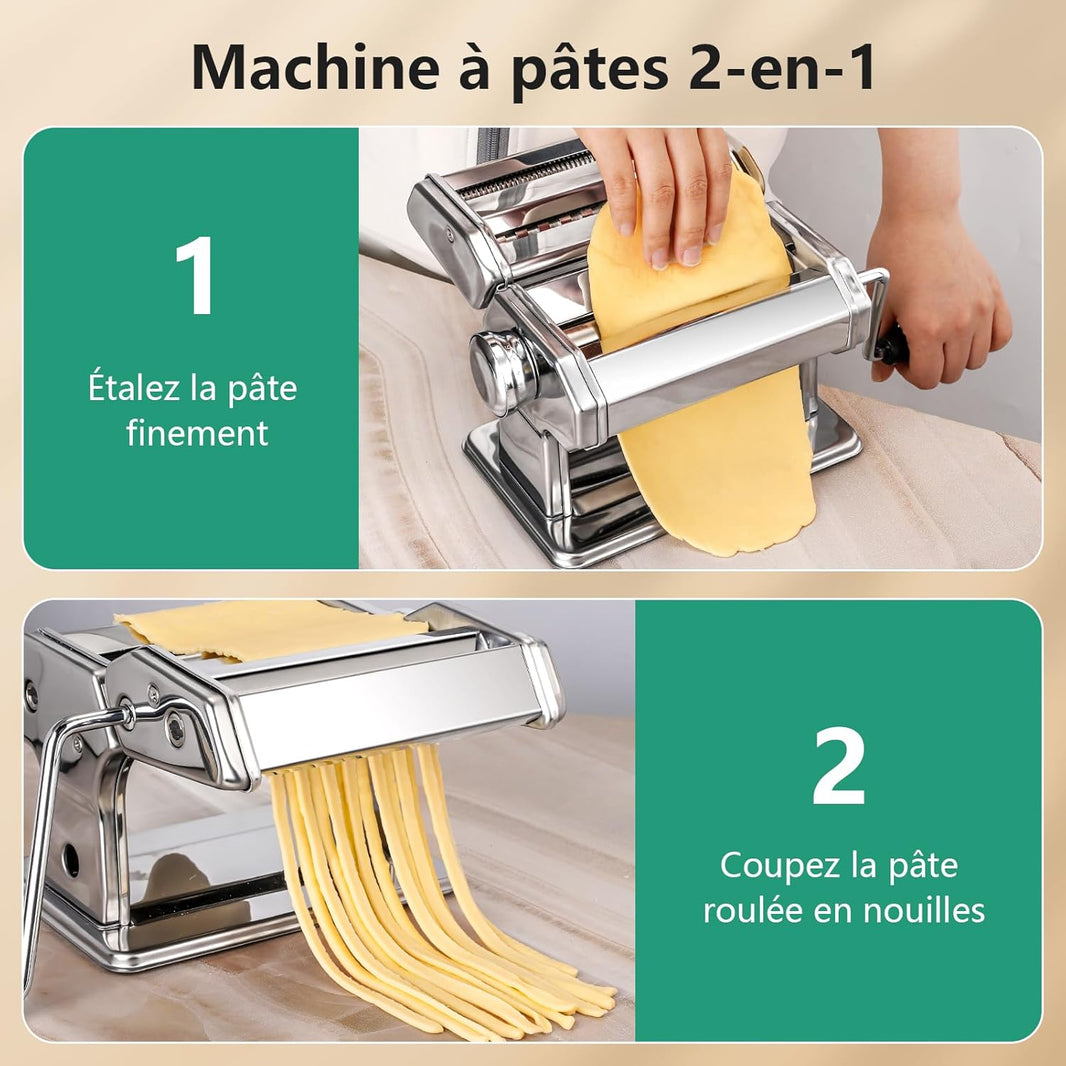 Machine à Pâtes Manuelle, 7 Épaisseurs Réglables
