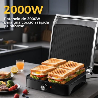 Grille-Panini Électrique 2000W – Appareil à Croque-Monsieur 4 Tranches