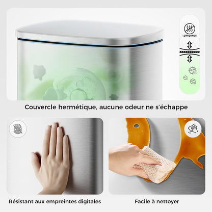 Pattumiera da Cucina 50L, Grande Pattumiera Rettangolare con 20 Sacchi