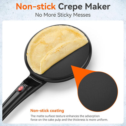 Crepiere Electrique, Crepiere Electrique antiadhésif, machine à roti portable 800W pour la maison