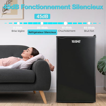 92L Small Fridge with Freezer, Integrated Compact Bottle Holder