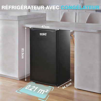 92L Small Fridge with Freezer, Integrated Compact Bottle Holder
