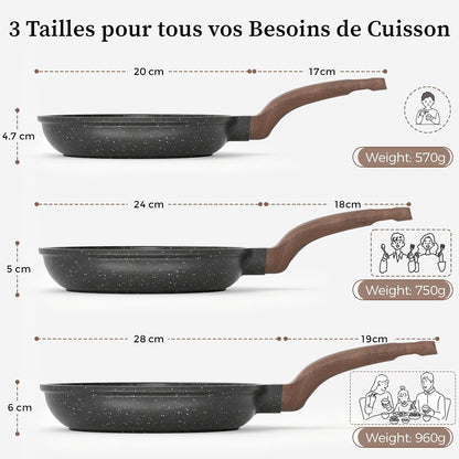 Batterie de Cuisine 3 Pièces pour Sauté