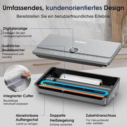Machine Sous Vide Alimentaire avec Couvercle Magnétique, 10-en-1