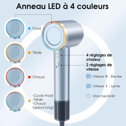 Sèche-Cheveux Ionique, Moteur Brushless Haute Vitesse de 110 000 tr/min