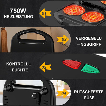 Mini Double Waffle Maker, Non-Stick Waffle Machine