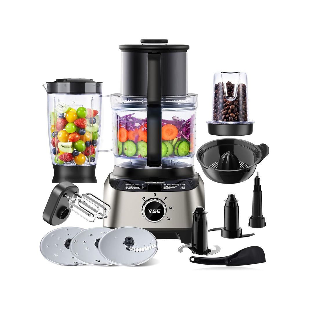Robot Cuisine Multifonctions, 2,5L Bol & 1,5L Jarre, Mixeur, Grinder, Extracteur de Jus
