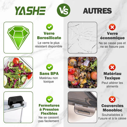 Set di 5 contenitori per il pranzo in vetro riutilizzabili, senza BPA