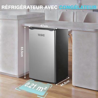 92L Small Fridge with Freezer, Integrated Compact Bottle Holder