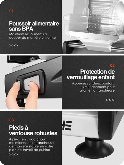 Trancheuse Électrique, Trancheuse à Viande et Pain de 250W