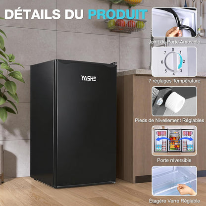 92L Small Fridge with Freezer, Integrated Compact Bottle Holder
