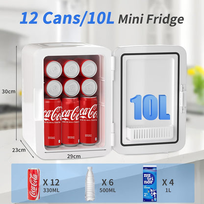 Mini Frigo de Chambre, 10 Litres/ 6 Canettes, Blanc