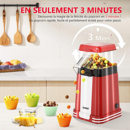 Macchina per popcorn retrò, macchina per popcorn ad aria calda da 1200 W con misurino