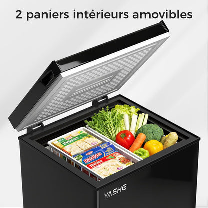 Congélateur coffre 100L, pose libre, Noir | 2 paniers amovibles