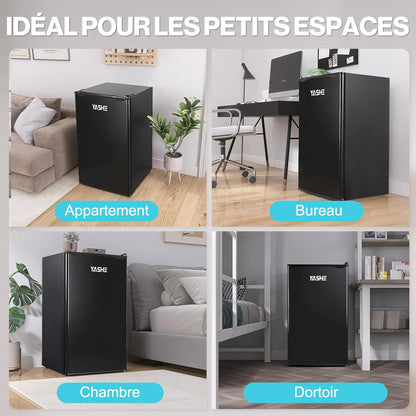 92L Small Fridge with Freezer, Integrated Compact Bottle Holder