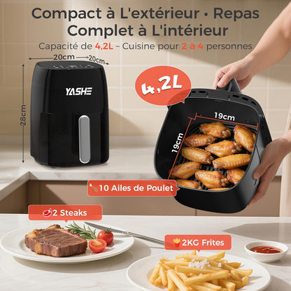 Friteuse ad aria da 4,2 litri con display touch LED in vetro temperato