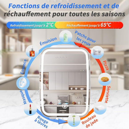 Petit Frigo de 4L Portable, Frigo Skincare avec Miroir LED